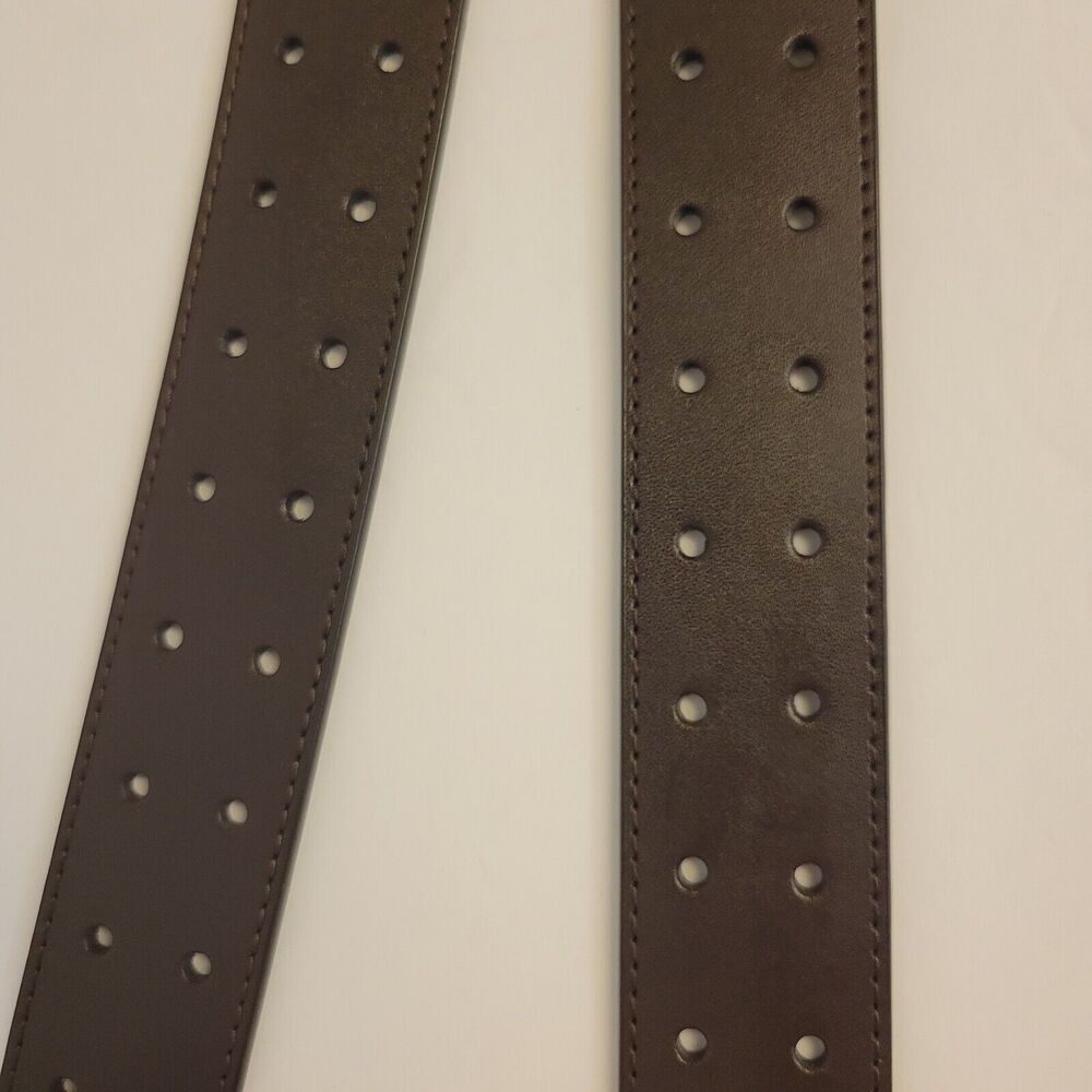 Genuine Leather King Size 56/58 Brown Double Prong Mens Belt - Picture 6 of 10